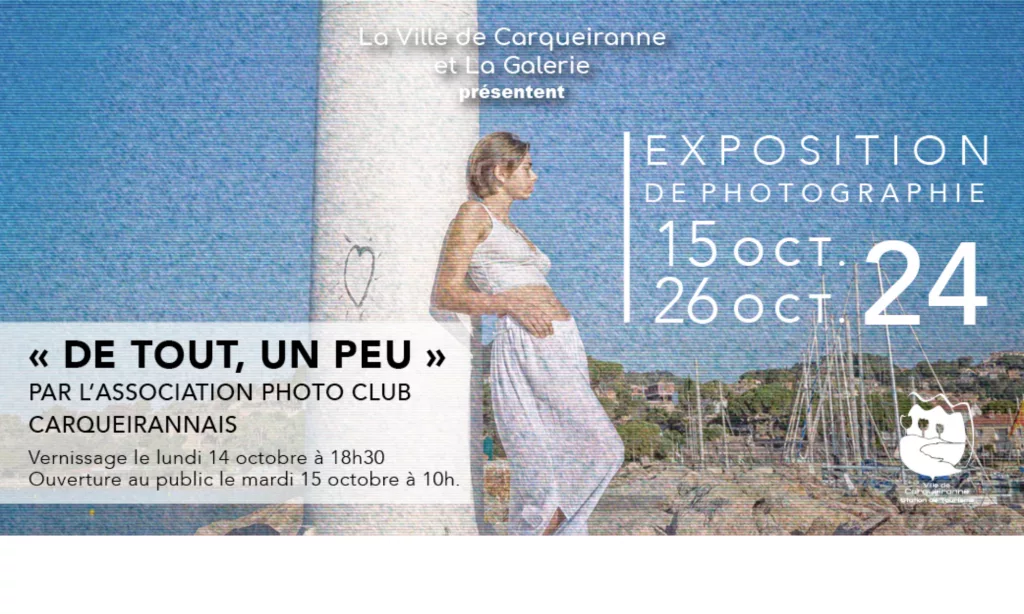 rendez vous du 15 au 26 octobre à la galerie pour découvrir l’exposition de photographies sur le thème « de tout, un peu » proposée par l’association du photo club carqueirannais. ➡️ le vernissage