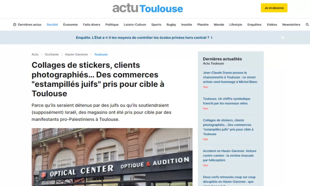 toulouse les commerces ciblés par des manifestants pro palestiniens, un retour inquiétant aux heures sombres