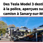 PRESSE83.FR-des tesla model 3 destinées à la police, aperçues sur un camion à sanary sur mer