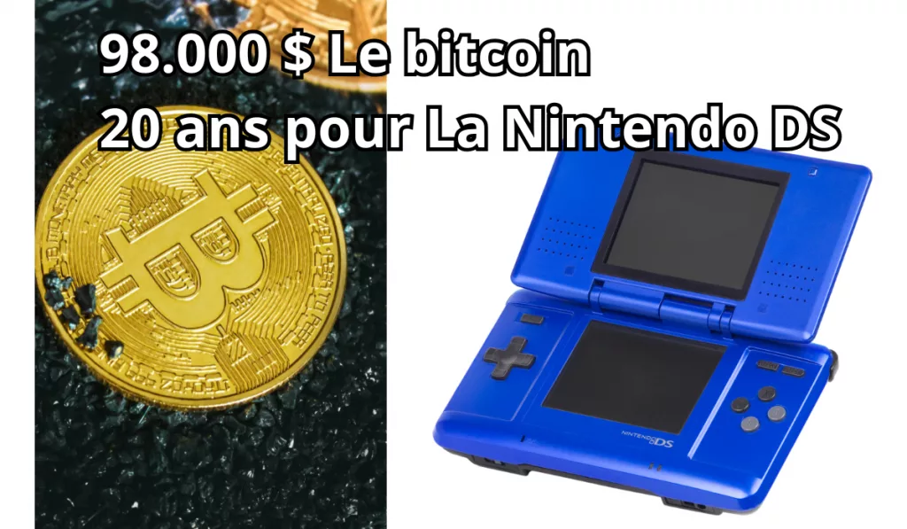 le bitcoin dépasse les 98.000 $, porté par l’effet trump. la nintendo ds célèbre 20 ans de révolution vidéoludique.