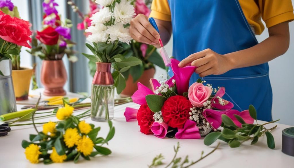 pour un fleuriste, proposer des ateliers de création de bouquets