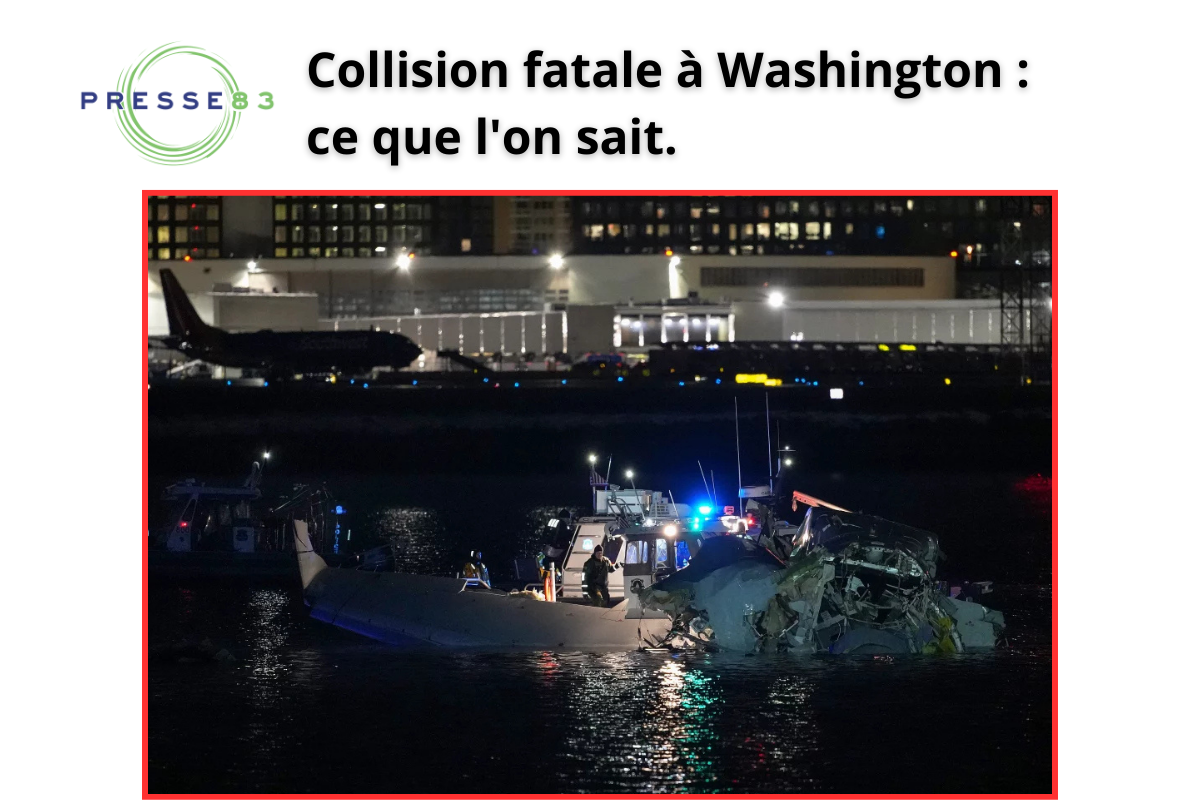 Avion de ligne d'American Airlines après la collision avec un hélicoptère militaire.