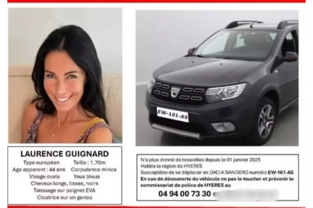 Portrait de Laurence Guignard, disparue depuis le 1er janvier 2025, recherchée par la police.