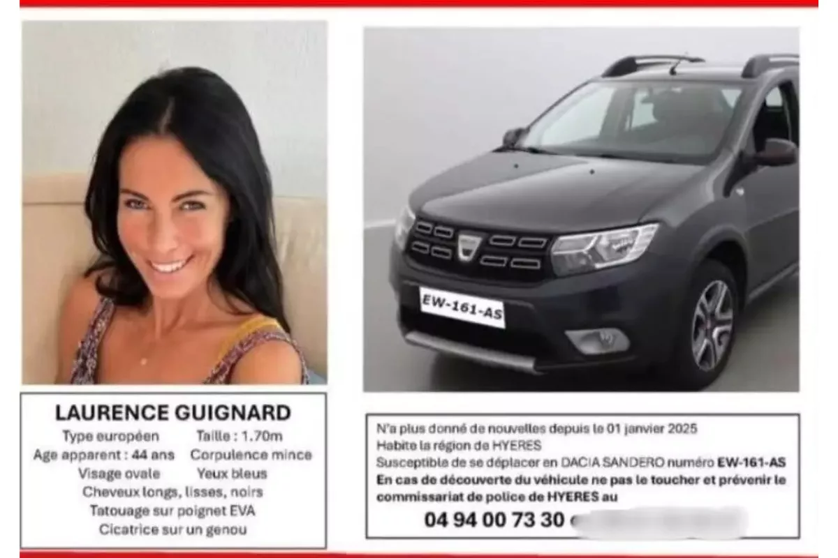 Portrait de Laurence Guignard, disparue depuis le 1er janvier 2025, recherchée par la police.