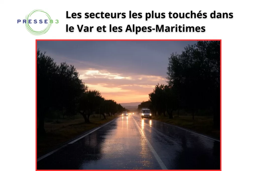 Routes détrempées et circulation difficile dans le Var sous la pluie.