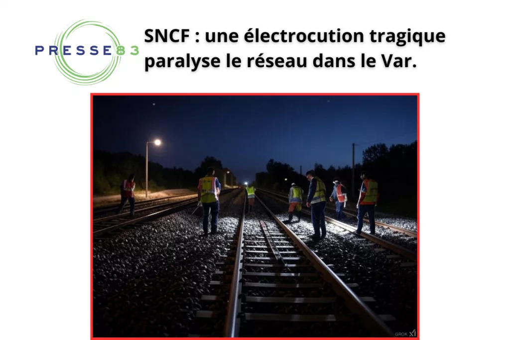 Un ouvrier SNCF intervient sur une caténaire endommagée.