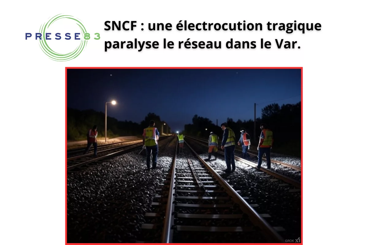 Un ouvrier SNCF intervient sur une caténaire endommagée.