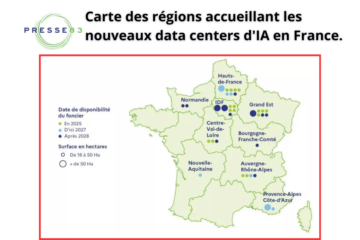 La France se prépare à accueillir 35 nouveaux data centers d'IA.