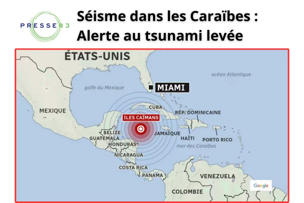 Un séisme de magnitude 7,6 a frappé la mer des Caraïbes, provoquant une alerte au tsunami.
