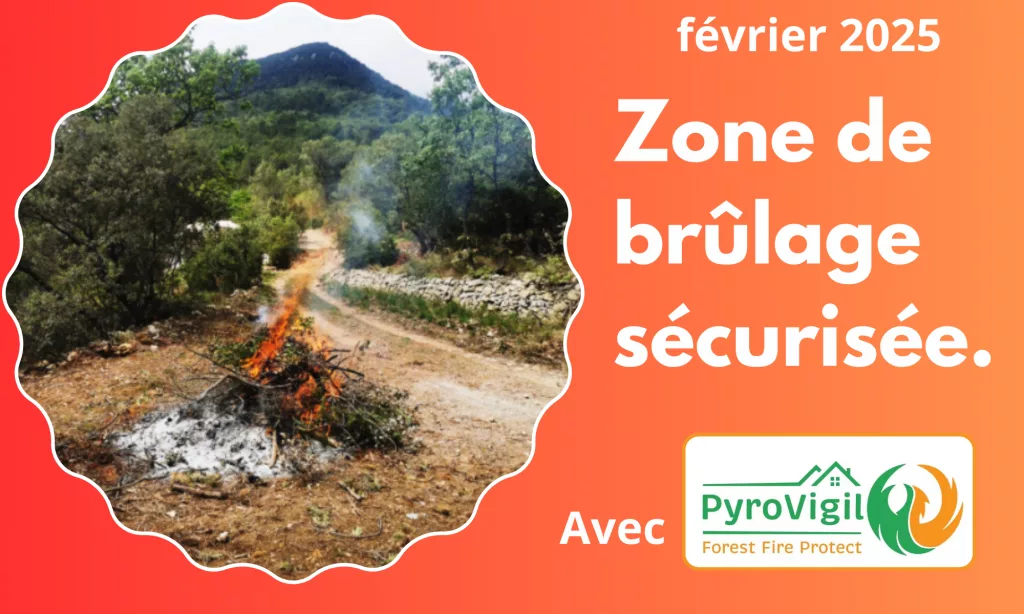 Zone de brûlage sécurisée avec un cercle de 12 mètres de diamètre.