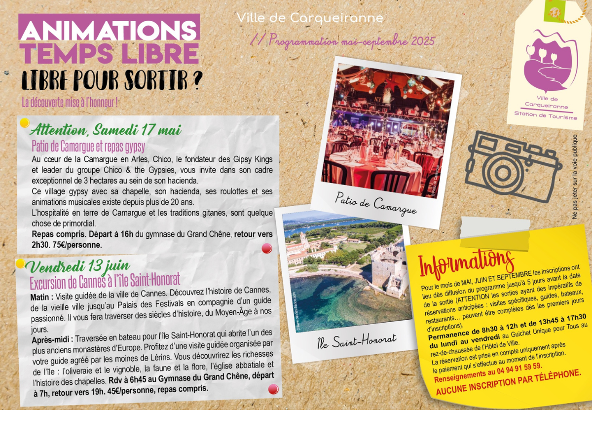 Informations et contact pour les inscriptions.
