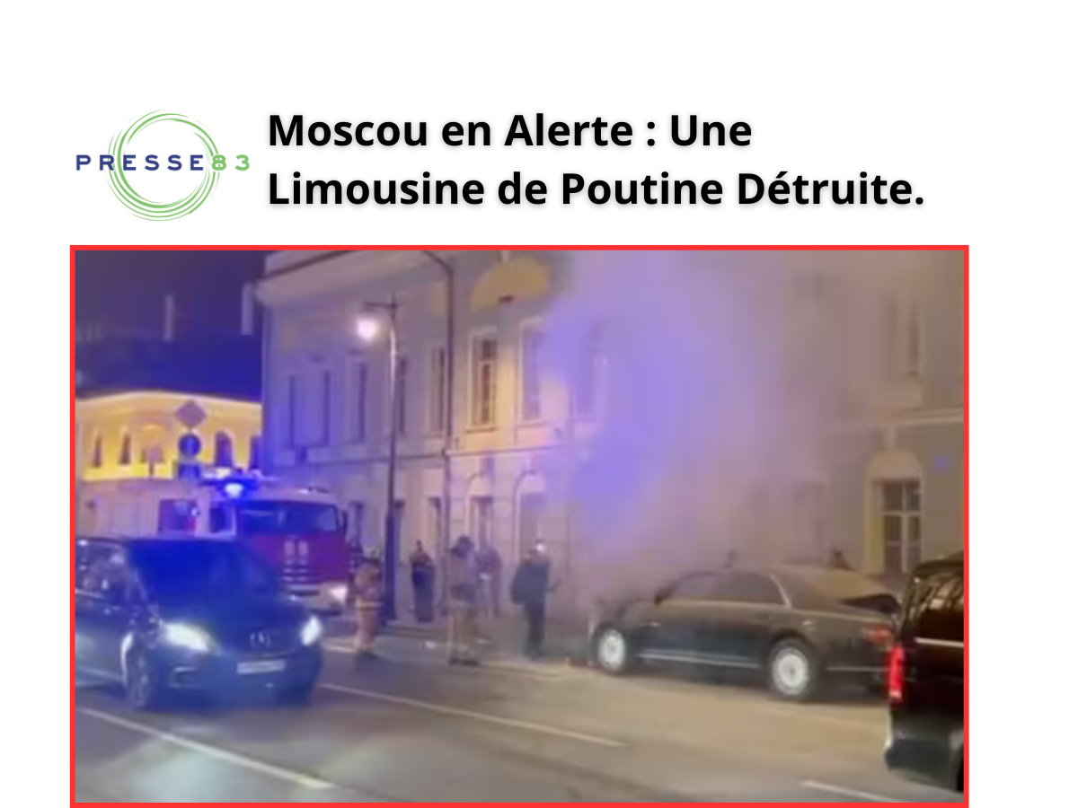 Une limousine de la flotte de Poutine en feu à Moscou.