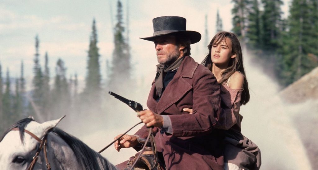 Clint Eastwood et Sydney Penny à cheval