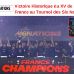 Le XV de France célèbre sa victoire au Tournoi des Six Nations 2025.