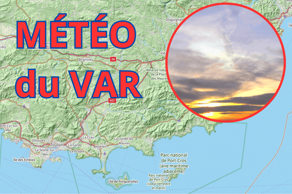 Carte météorologique montrant les zones de précipitations intenses dans le Var.