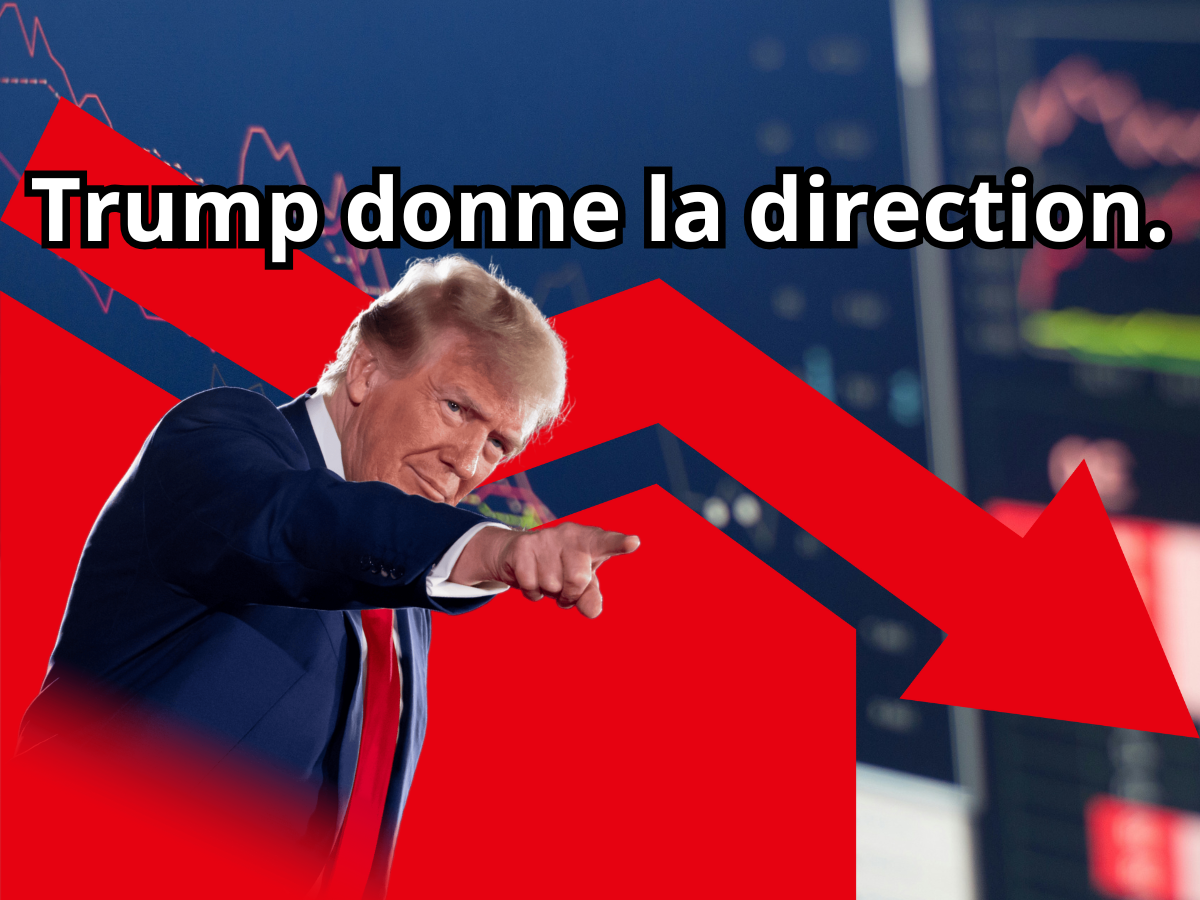 Graphique illustrant la dégringolade du CAC 40 après l’annonce de Trump