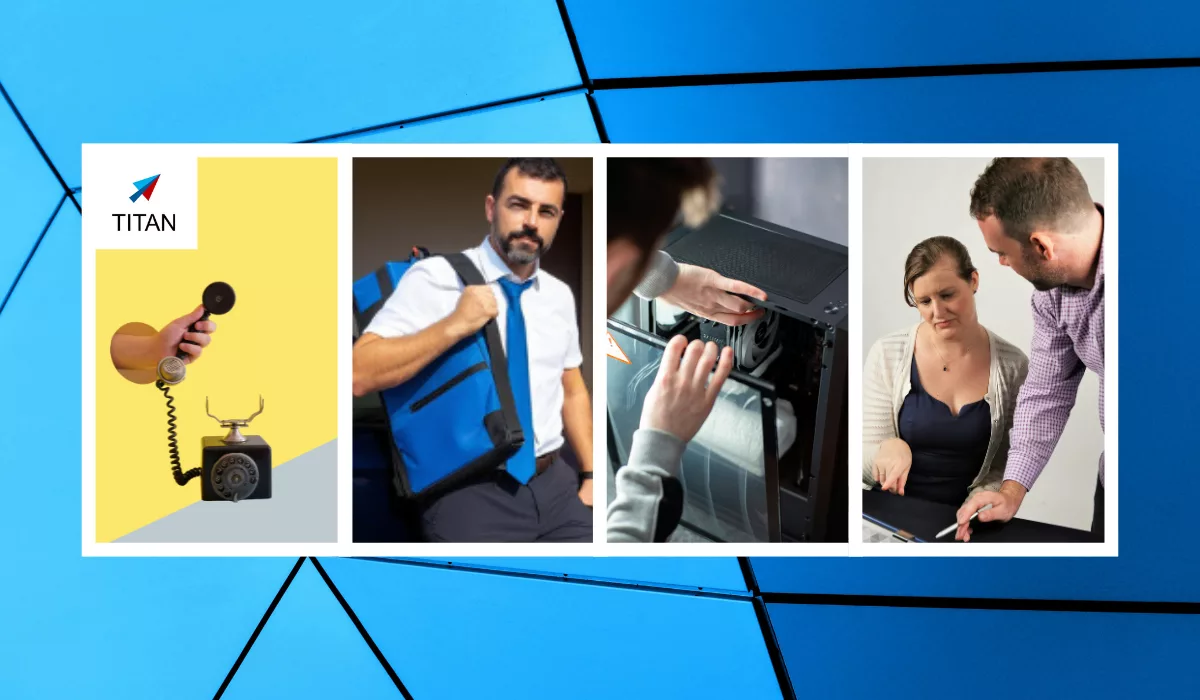 Technicien réparant un ordinateur portable chez un particulier
